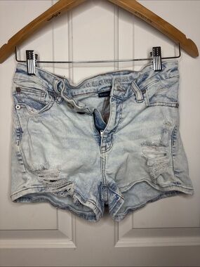 American Eagle Outfitters Faded Light Blue Distressed Jean Shorts